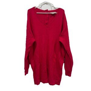 Anthropologie‎ Saturday Sunday Womens S Oversized Sweater Dress Dark Pink Vneck